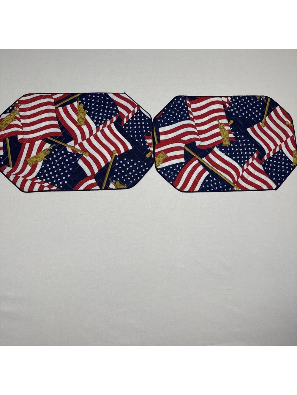 CLOTH PATRIOTIC PLACEMATS LIBERTY RED WHITE BLUE LOT OF 2